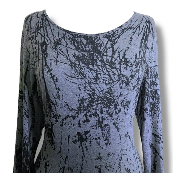 Comfy USA Womens Midi Dress Sz XL Gray Black Abstract Print Lagenlook Minimalist - Picture 4 of 8